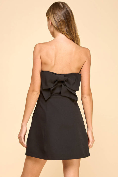 Strapless Tailored Fit and Flare Bow Detail Dress | CD9251